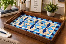 Load image into Gallery viewer, 11" x 17" Rectangular Mosaic Tray Insert – Blue Geometric
