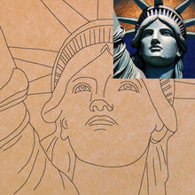 Load image into Gallery viewer, Lady Liberty with Pattern 12&quot; x 12&quot;  (pre-drilled for hanging kit)
