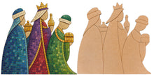 Load image into Gallery viewer, 3 Wise Men Mosaic Backer with Pattern 13"x13.7" (pre-drilled for hangable)
