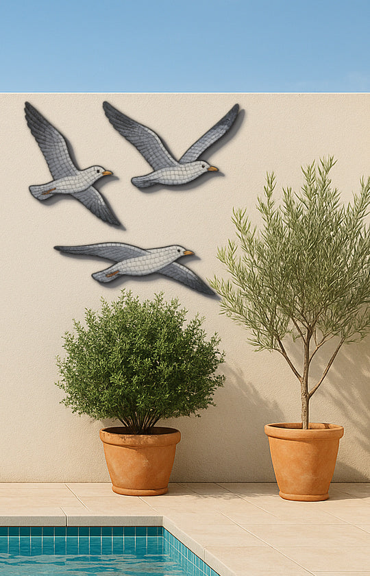 3 Birds in Flight (each pre-drilled for hanging kit)