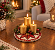 Load image into Gallery viewer, Holiday Candle Platform Laser-Printed Waterproof Mosaic Backer
