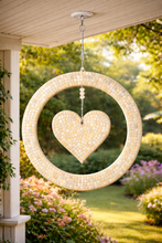 Load image into Gallery viewer, 12" Spinner Circle with 6" Heart Mosaic Backer &amp; Hanger
