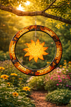 Load image into Gallery viewer, 12" Spinner Circle with 6" Sun Mosaic Backer &amp; Hanger
