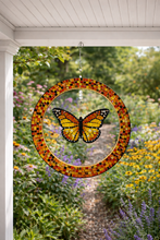 Load image into Gallery viewer, 12" Spinner Circle with 6" Butterfly Mosaic Backer &amp; Hanger
