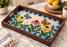 Load image into Gallery viewer, 11" x 17" Rectangular Mosaic Tray Insert – Wildflower Garden
