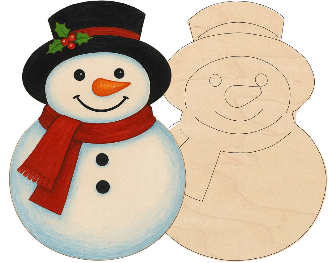 Snowman with Pattern Multi-Art Shape with Hanger