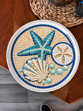 Load image into Gallery viewer, 12-1/8" Round Mosaic Tray Insert – Coastal Shells
