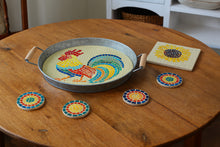 Load image into Gallery viewer, Round Rooster Mosaic Backer 11.6&quot; with Pattern for Serving Tray
