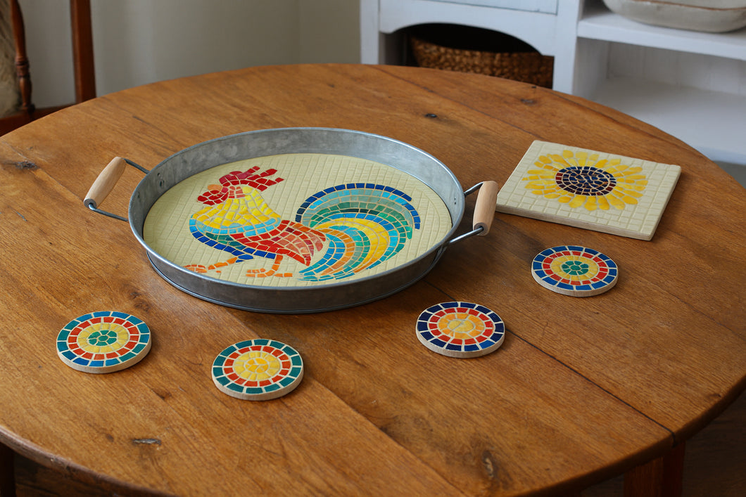 Round Rooster Mosaic Backer 11.6