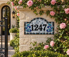 Load image into Gallery viewer, 12" x 17" Rue St. Honore Personalized Waterproof Mosaic House Number Plaque
