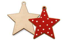Load image into Gallery viewer, 4" Star Wooden Ornament with hook
