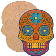 Load image into Gallery viewer, Sugar Skull Mosaic Backer with Pattern (pre-drilled for hangable &amp; stakeable kits)
