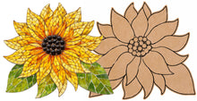 Load image into Gallery viewer, Sunflower Mosaic Backer 14" with Pattern (pre-drilled for hangable &amp; 2 stakeable kits) - 1/2" thick
