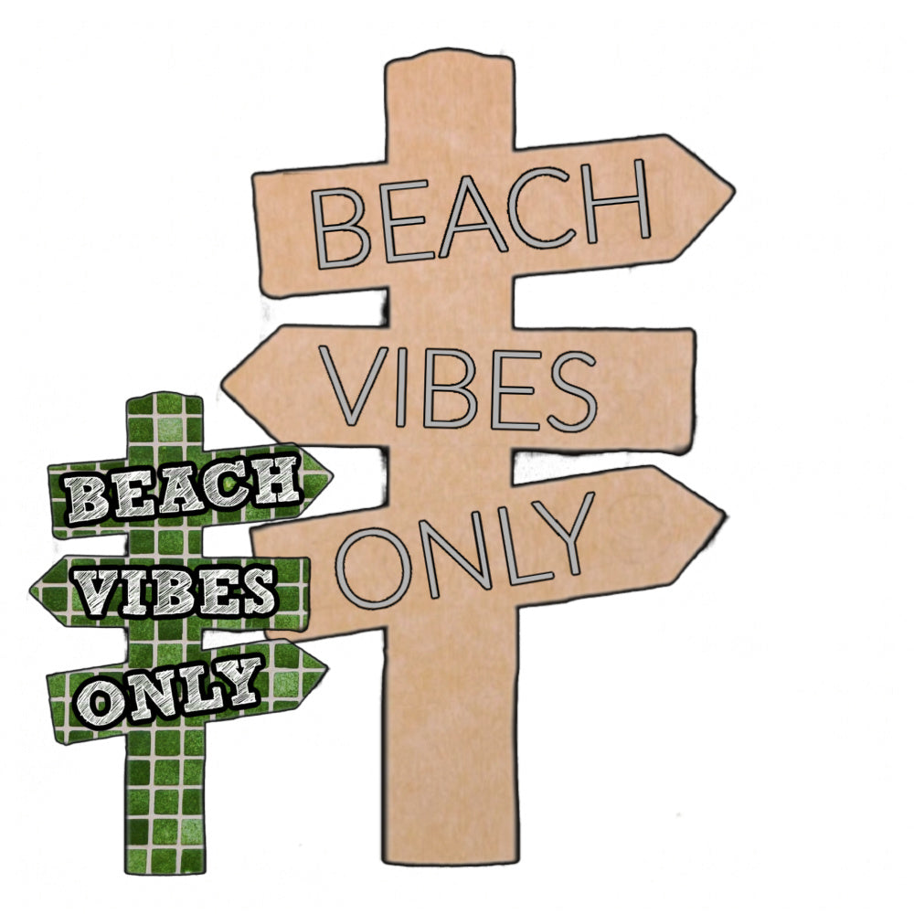 Beach Sign with Pattern (pre-drilled for hanging kit and stakeable kit)