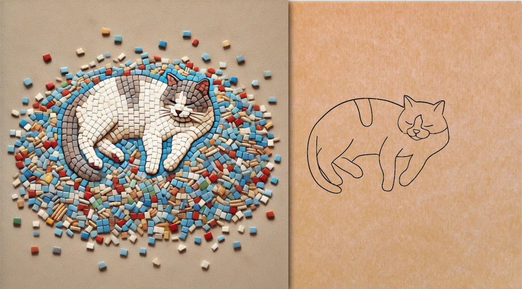 Cat on Tiles with Pattern 12
