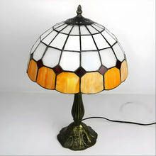 Load image into Gallery viewer, Antique Tiffany-Style Lamp with Check Pattern
