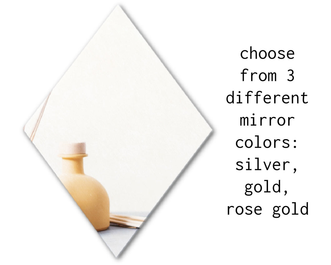 10 Inch Diamond Mirror Acrylic - Silver/Gold/Rose Gold