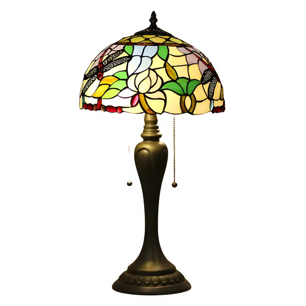 European Tiffany Lamp with Dragonfly Design