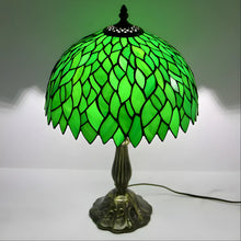 Load image into Gallery viewer, Green Leaf Tiny Tiffany Lamp | Glass Tabletop
