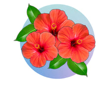 Load image into Gallery viewer, Hibiscus Trio with Pattern (pre-drilled for hanging kit)
