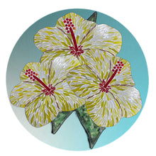 Load image into Gallery viewer, Hibiscus Trio with Pattern (pre-drilled for hanging kit)
