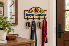 Load image into Gallery viewer, 8" x 16" Keys and Leashes Dog Paw Plaque
