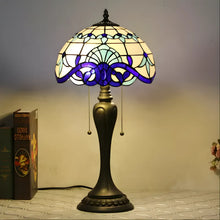 Load image into Gallery viewer, New Blue Tiffany-Inspired Lamp in Baroque Glass
