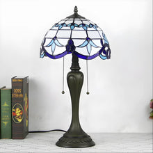 Load image into Gallery viewer, New Blue Tiffany-Inspired Lamp in Baroque Glass

