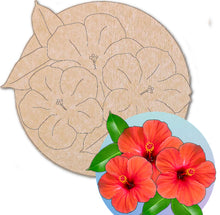 Load image into Gallery viewer, Hibiscus Trio with Pattern (pre-drilled for hanging kit)
