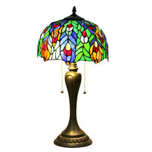 Load image into Gallery viewer, Antique Tiffany-Style Lamp Peacock | Glass Tabletop
