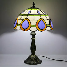 Load image into Gallery viewer, Peacock Tiffany-Inspired Lamp in Vintage Glass Design

