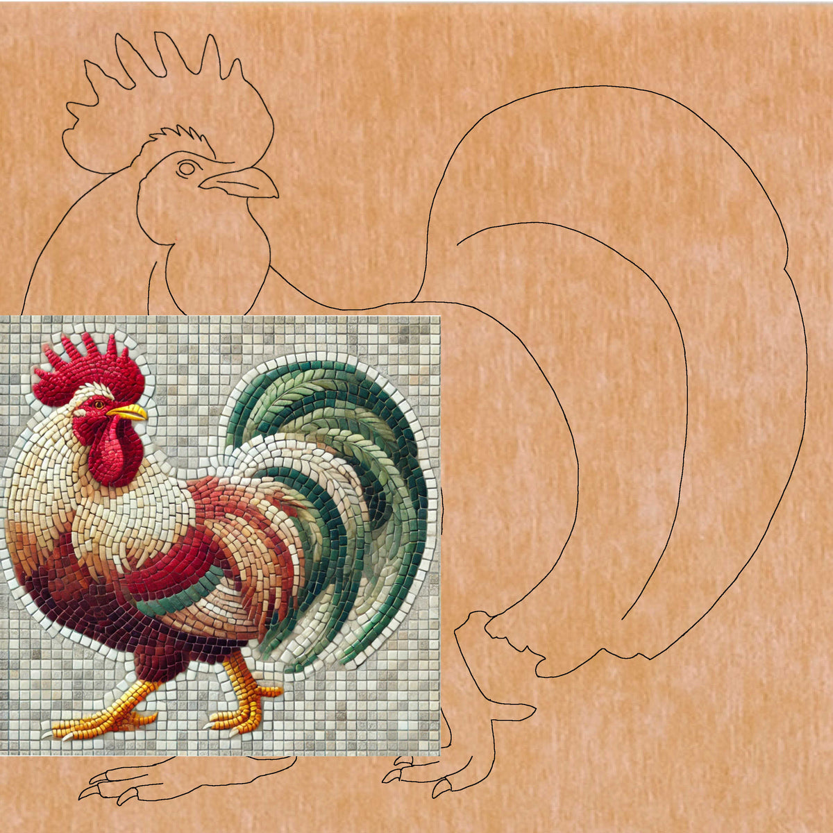 Mosaic Backer | Proud Rooster| Indoor or Outdoor – Skeew