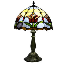 Load image into Gallery viewer, Red Tiffany-Inspired Lamp with Tulip Glass Design
