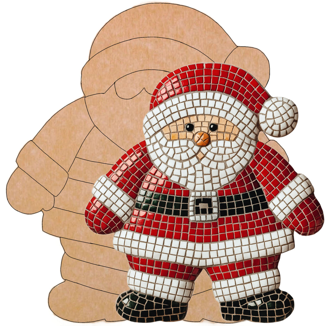 Santa Clause Mosaic Backer (pre-drilled for hangable)