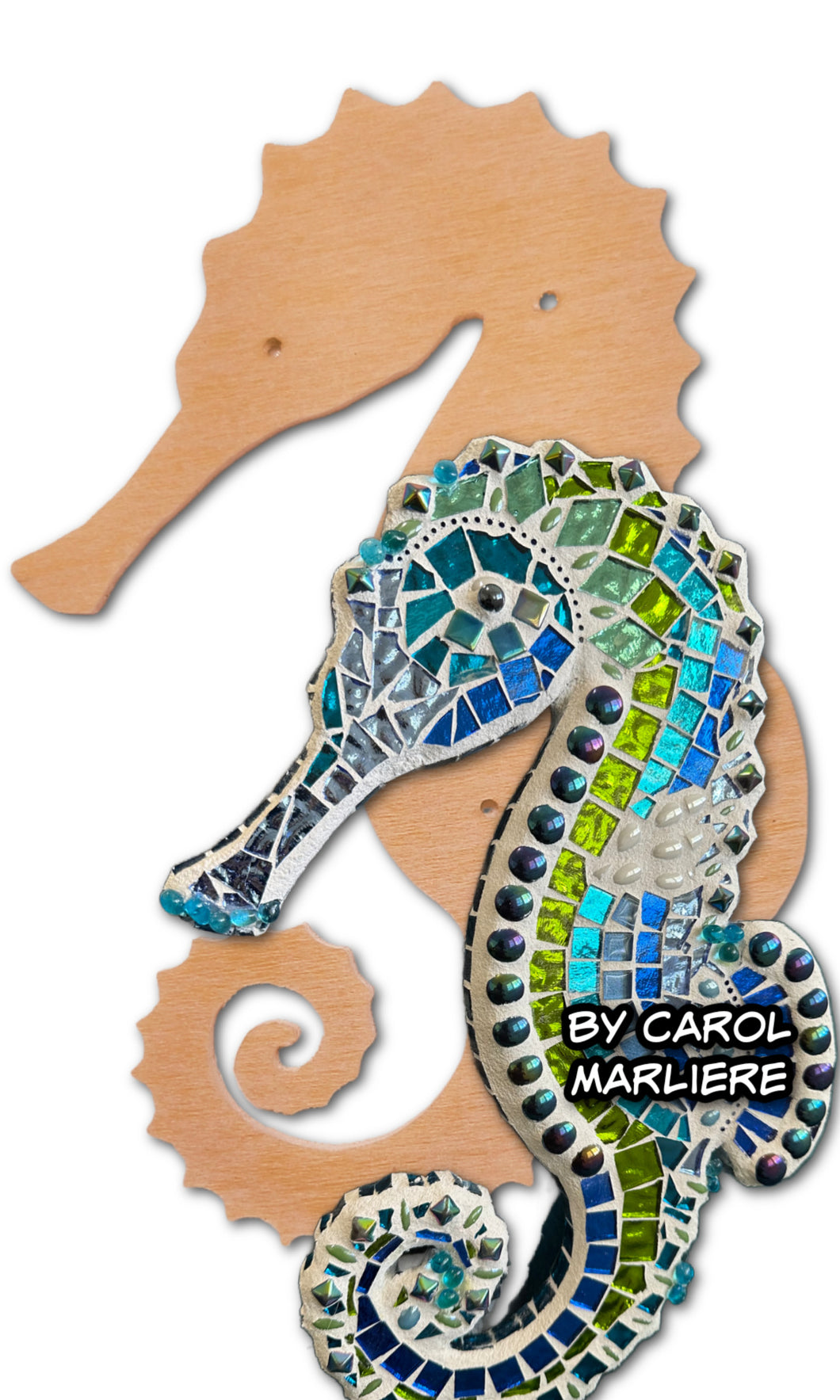 Seahorse Mosaic Backer (pre-drilled for hangable & stakeable kits)