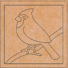 Load image into Gallery viewer, Red Bird with Pattern 8"x8"  (pre-drilled for hanging kit)
