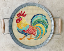 Load image into Gallery viewer, Round Rooster Mosaic Backer 11.6&quot; with Pattern for Serving Tray
