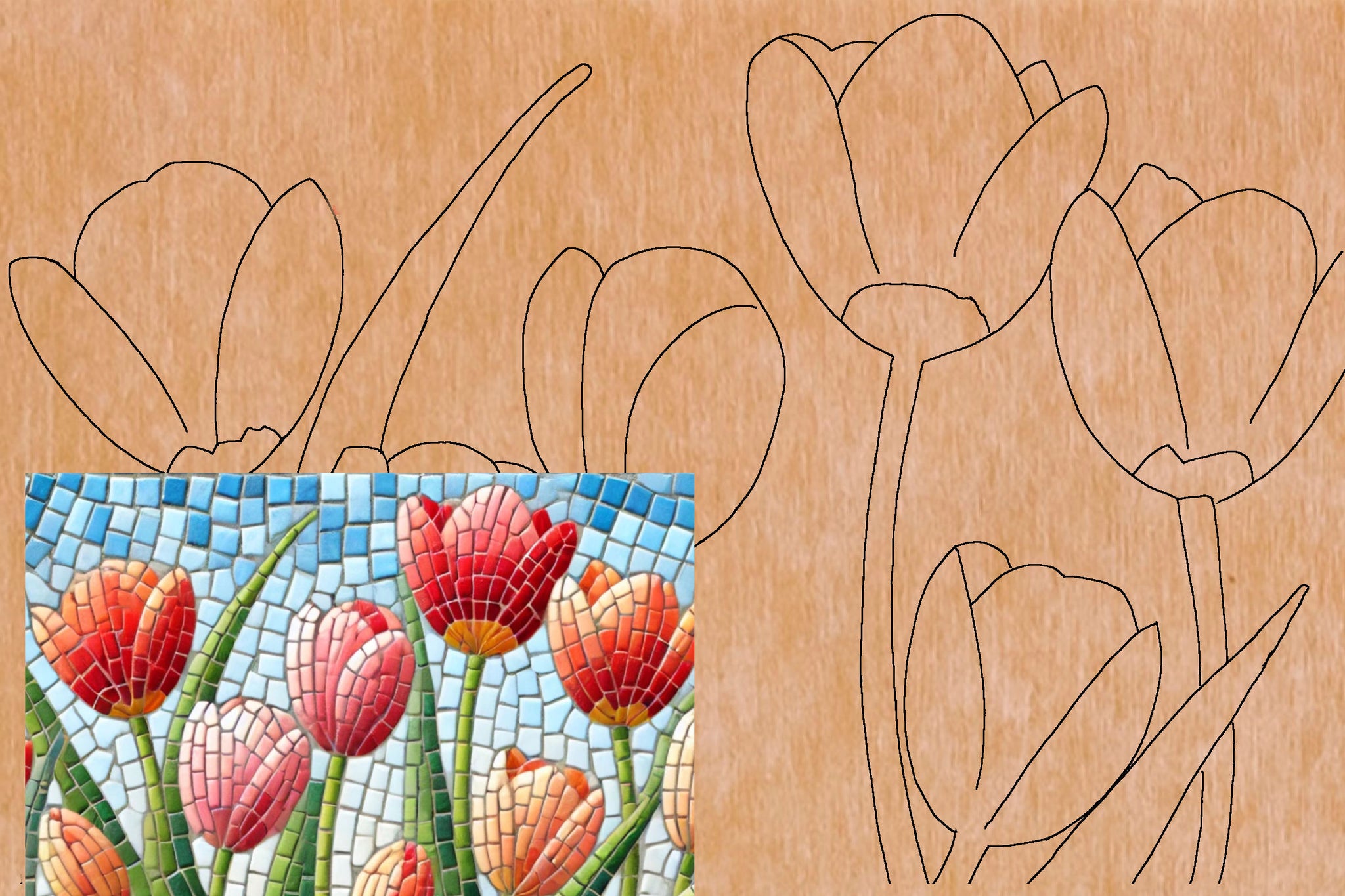 Mosaic Backer | Tulips | Indoor or Outdoor – Skeew