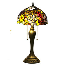 Load image into Gallery viewer, Tiffany-Inspired Lamp with Vintage Grape Glasswork
