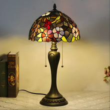 Load image into Gallery viewer, Tiffany-Inspired Lamp with Vintage Grape Glasswork
