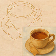 Load image into Gallery viewer, Cup of Tea with Pattern 8&quot;x8&quot; Wood
